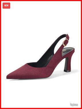 Lambskin Leather Insole Slingback Pointed Toe Block Heel Pumps